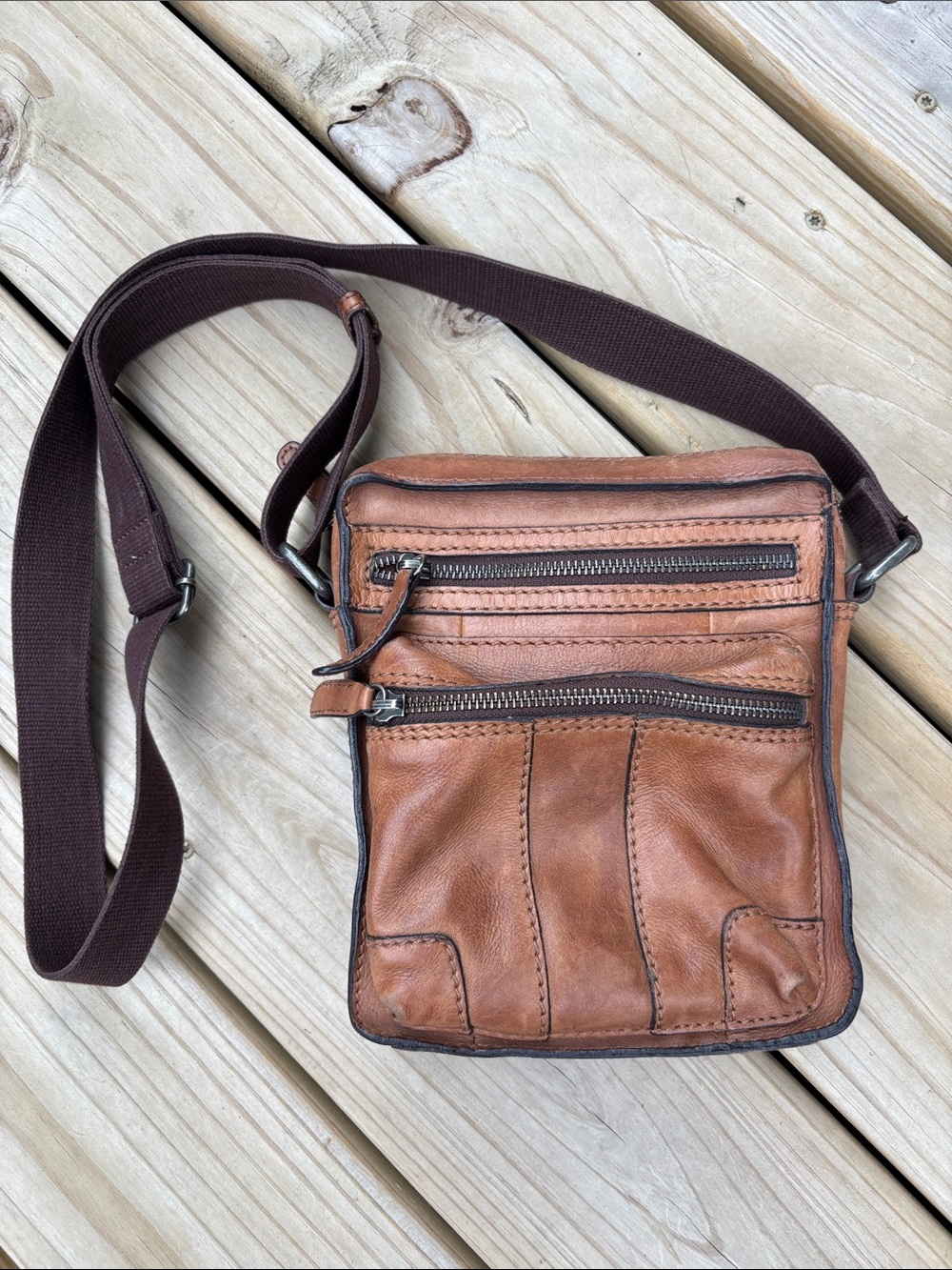 Leather Crossbody Messenger Bag Purse - Brown unisex